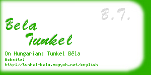 bela tunkel business card